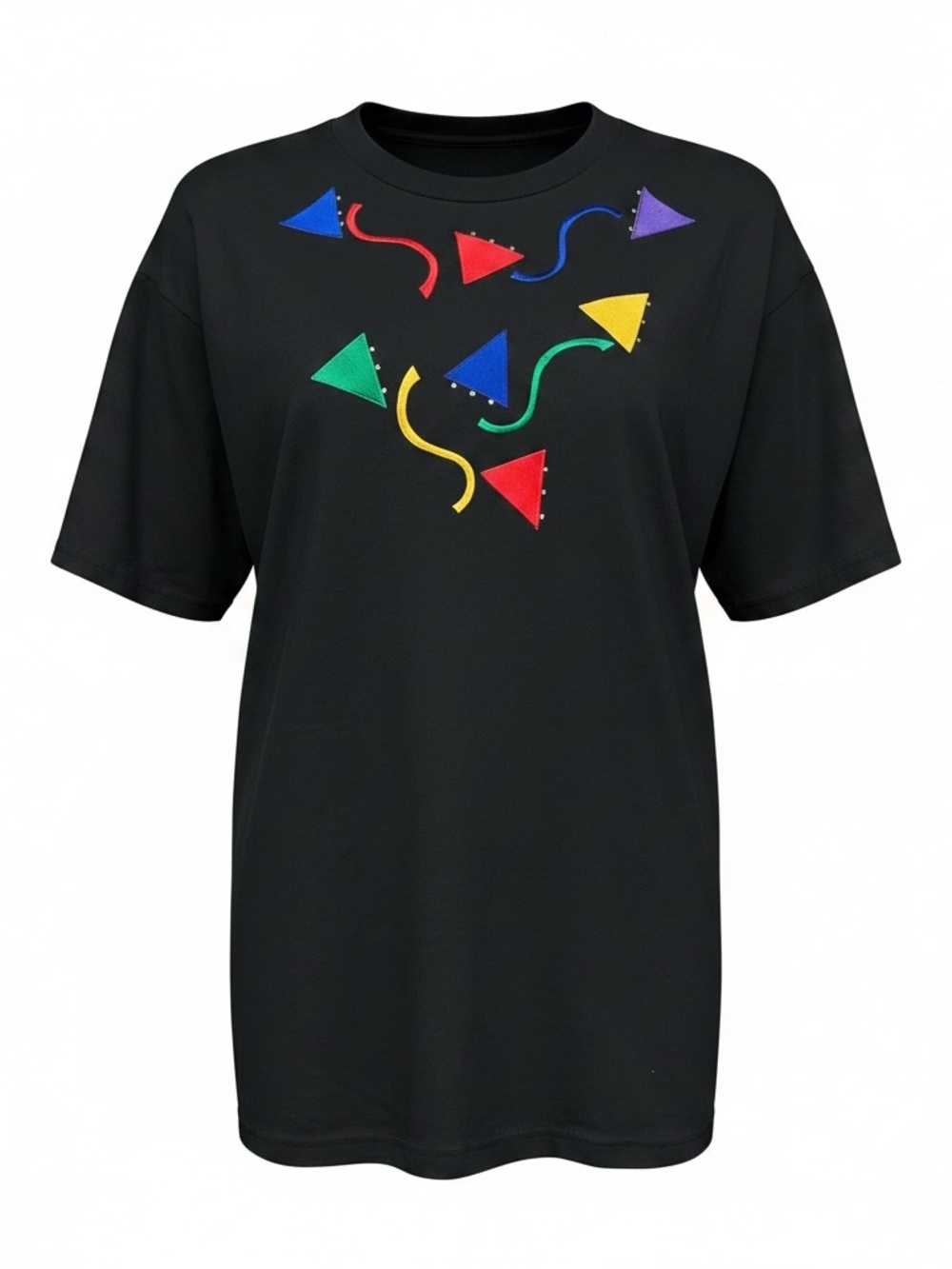 Jerzees Black Tee with Blue and Purple Accents